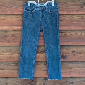 Edie Bauer womans slim straight jeans, distressed